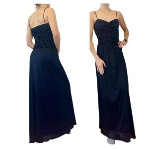 City Triangles Y2K Navy Sparkle Maxi Prom Dress